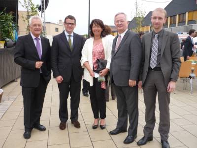 CDU Erlensee mit Hessischem Innenminister beim 1. Erlenseer Stadtfest am 27.04.2012 (von links: Landtagsabgeordneter Aloys Lenz, Innenminister Boris Rhein, Birgit Behr, Werner Cwielong, Max Schad)