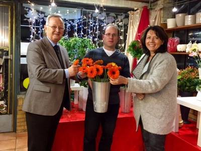 CDU Erlensee besucht am 17.01.2015 Blumenladen Brner (von links: Werner Cwielong, Michael Brner, Birgit Behr)