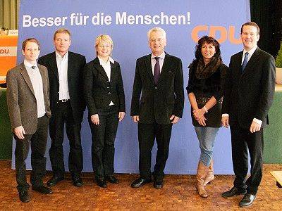 Treffen der vier neuen CDU-Vorsitzenden im Landtagswahlkreis Hanau 2010 (von links: Markus Heber, Jrgen Gleissner, Doris Reitz-Bogdoll, Aloys Lenz, Birgit Behr, Tom Zeller)