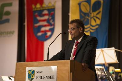 Landespolizeiorchester Hessen beim Konzert in der Erlenhalle am 29.08.2014 mit Ernennung von Aloys Lenz zum Ehrenbrger der Stadt Erlensee